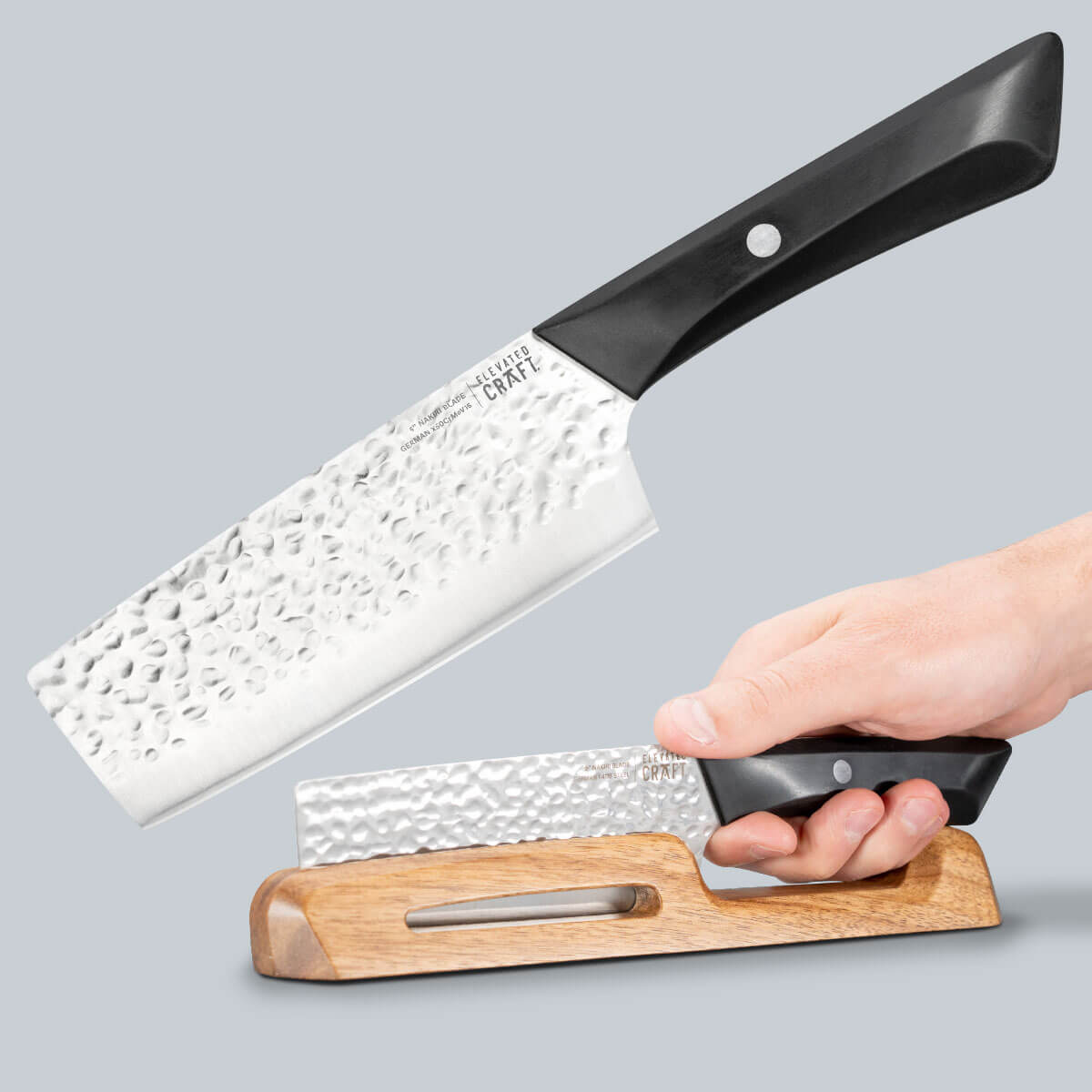 Nakiri Knife & Acacia Stand