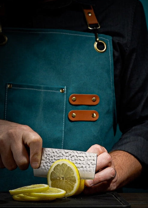 Nakiri Knife Slicing Into a Lemon 