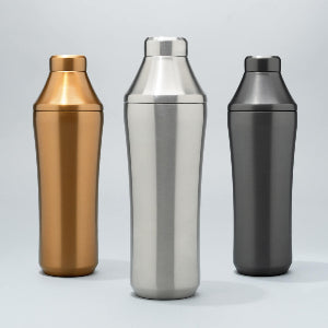 Three Original Hybrid Cocktail Shakers on grey background