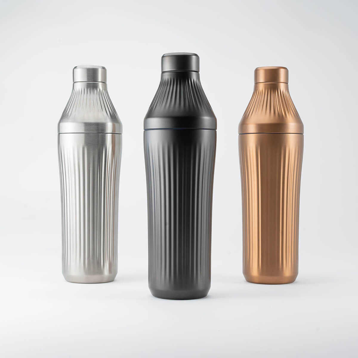3 finishes of Elevated Craft Diamond Edition Hybrid Cocktail Shaker