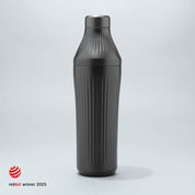 Gunmetal Black Diamond Edition Hybrid Cocktail Shaker photo on gray background with RedDot Winner 2025 logo overlay