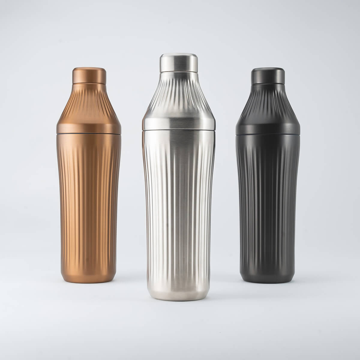 3 finishes of Elevated Craft Diamond Edition Hybrid Cocktail Shaker