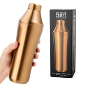 Brushed Copper Elevated Craft Hybrid Cocktail Shaker with packaging