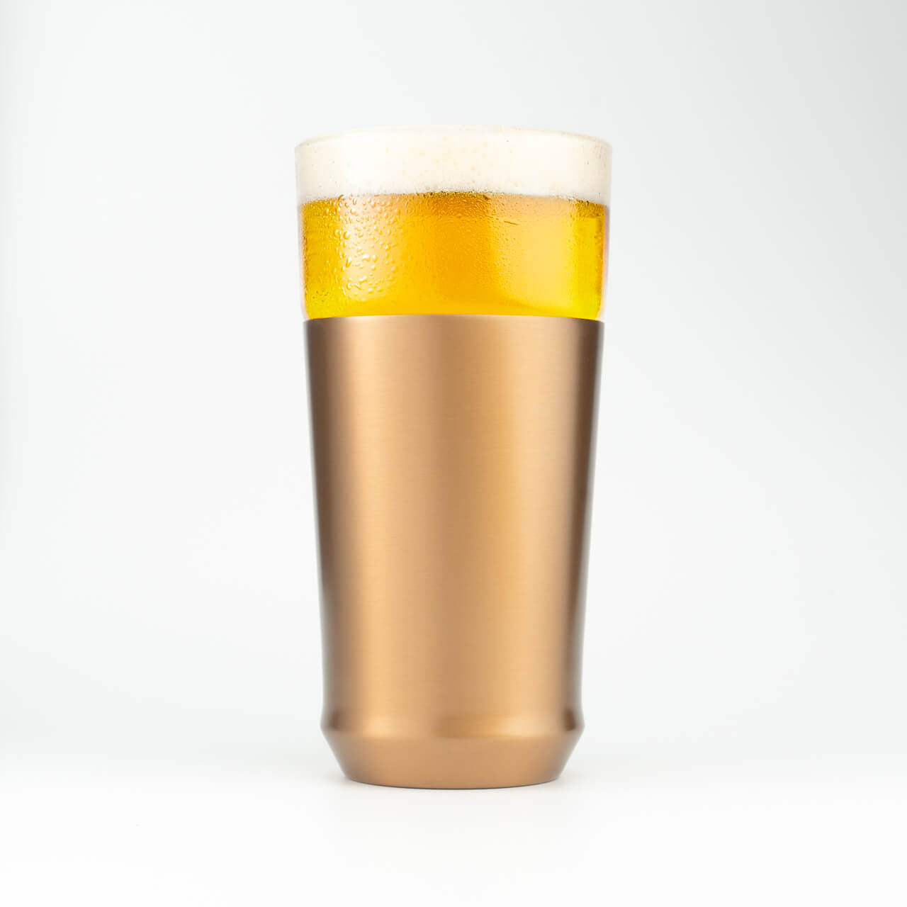 The Elevated Craft Hybrid Pint Glass in brushed copper finish