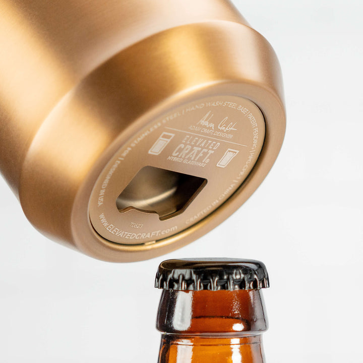 Brushed Copper Hybrid Pint Glass Bottle Opener