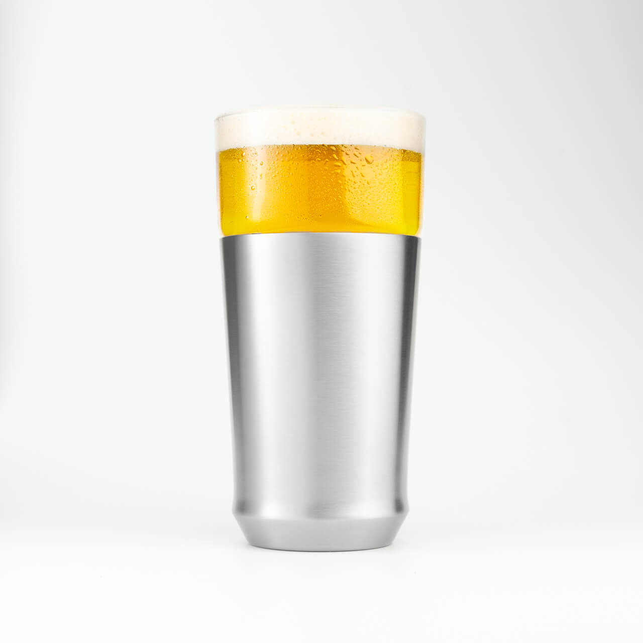 Brushed Stainless Steel Hybrid Pint Glass