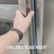 Video of taking a glass out of the freezer and securing it in an elevated craft vacuum insulated steel base. 